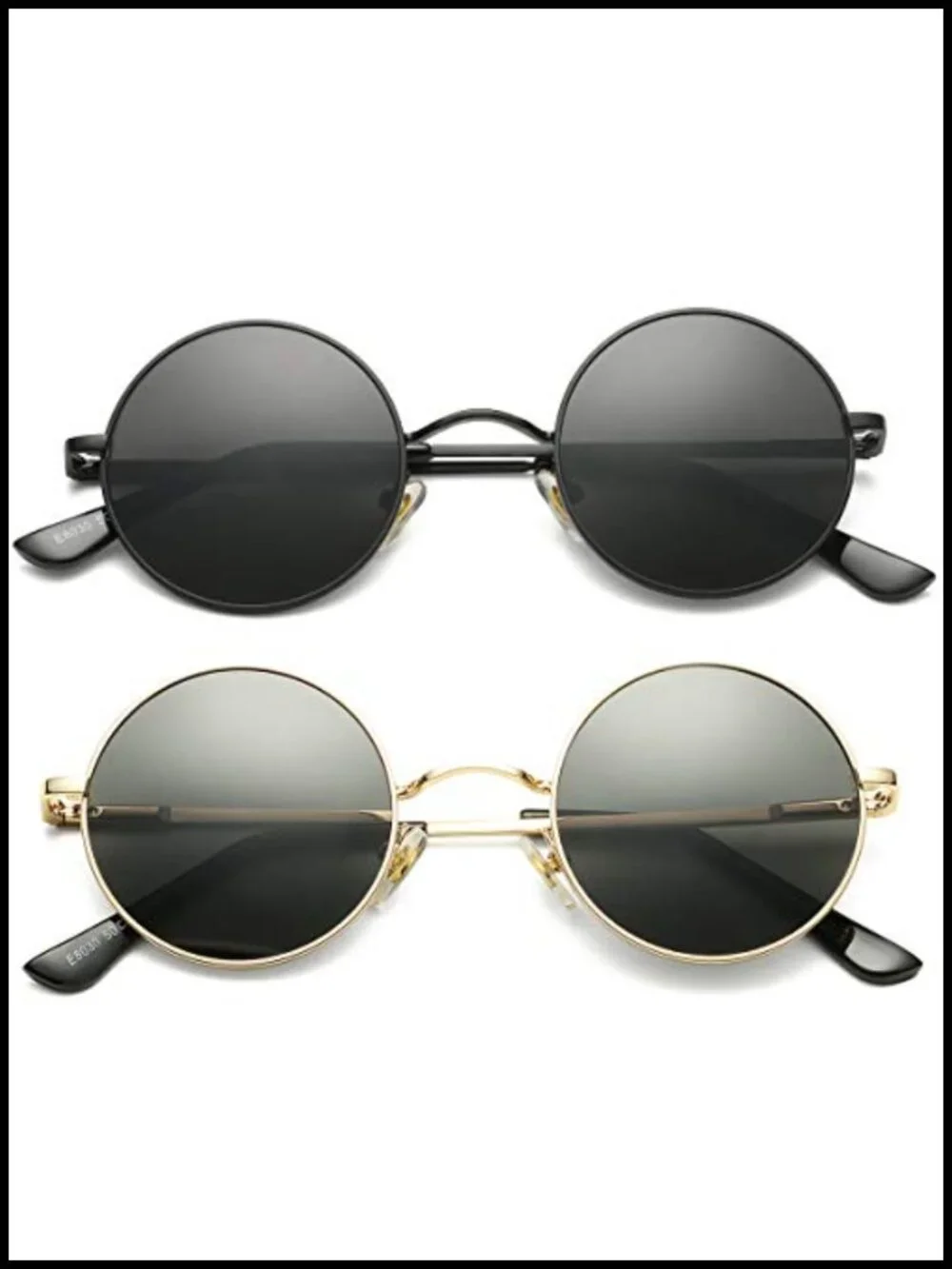 Retro Round Polarized Sunglasses Small Rounded Sun Shades Metal Frame